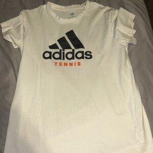White mens adidas tennis shirt, size medium